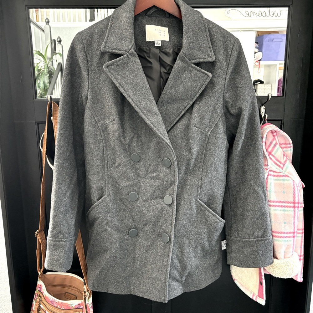Like new gray wool jacket size Large